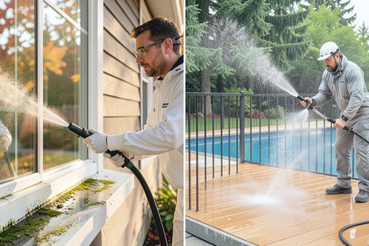 Pool Deck Cleaning in South Prairie, Pierce County, WA - Clear the deck and protect the pool edge