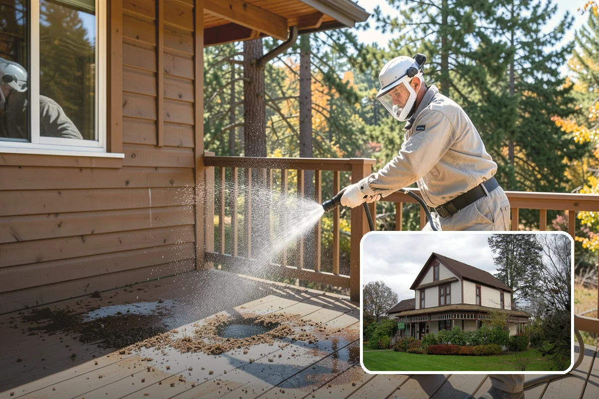 Pool Deck Cleaning in Sumner, Pierce County, WA - Removes slick algae and moss around the waterline
