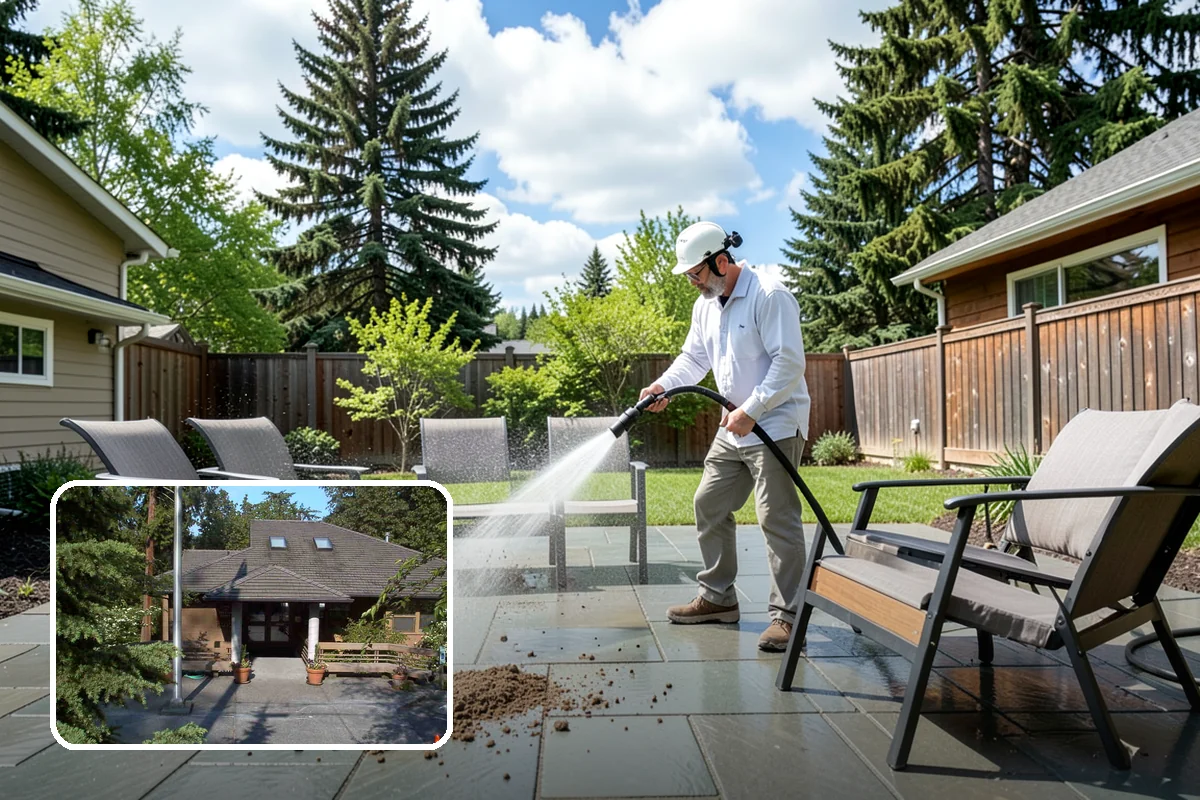 Pool Deck Cleaning in Yarrow Point, King County, WA - Removes slick algae and moss around the waterline