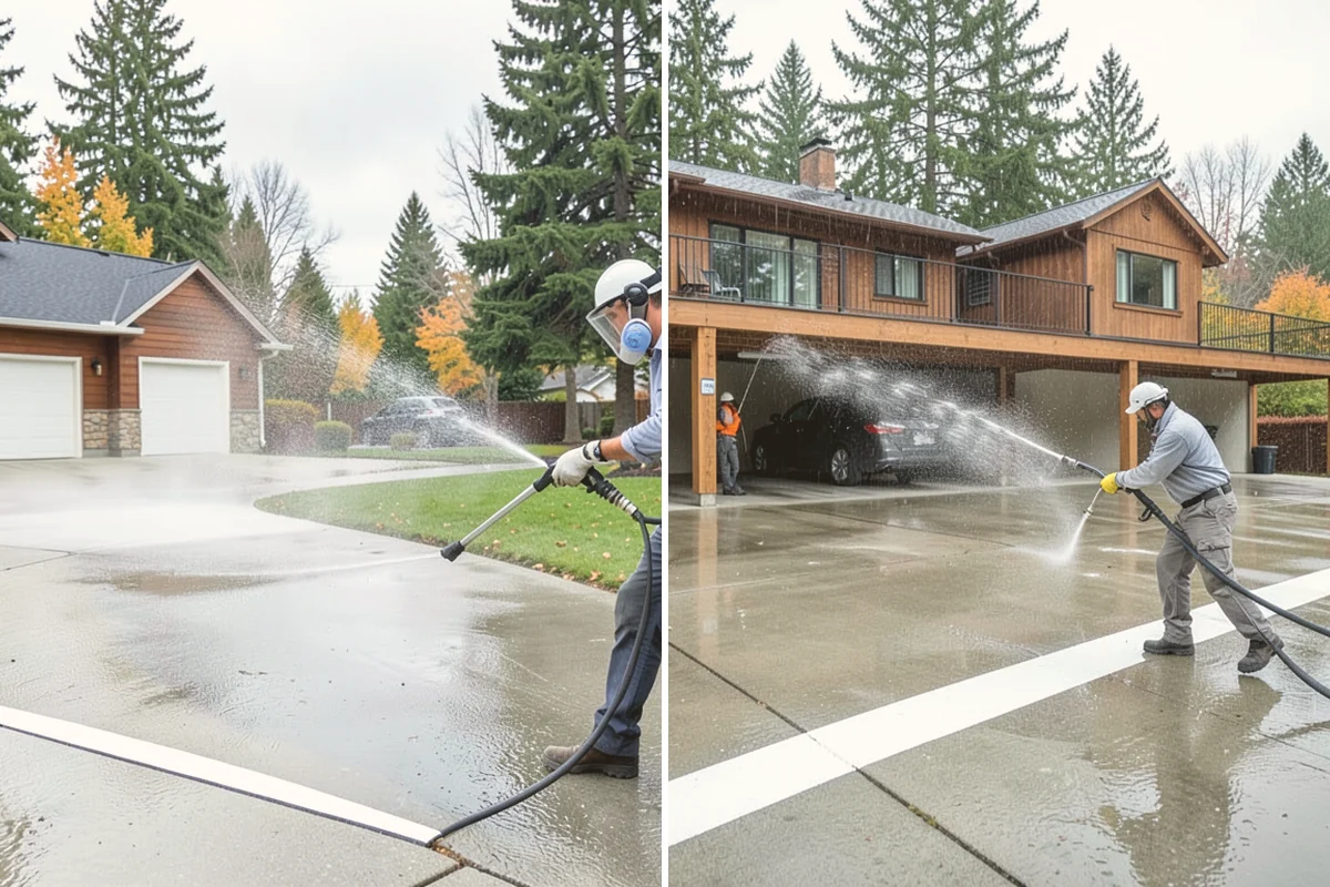 Pool Enclosure Washing in Bellevue, King County, WA - Remove loose leaves and needles from tracks and corners