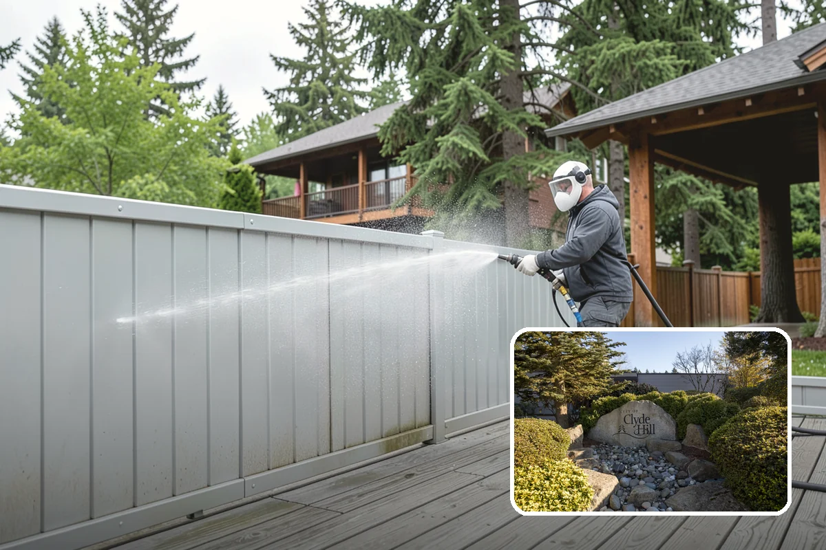 Pool Enclosure Washing in Clyde Hill, King County, WA - Lifts algae film from screen mesh without tearing it