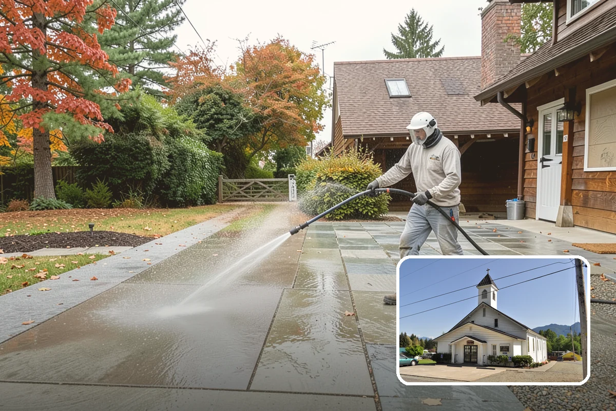 Pool Enclosure Washing in Concrete, Skagit County, WA - Lifts algae film from screen mesh without tearing it