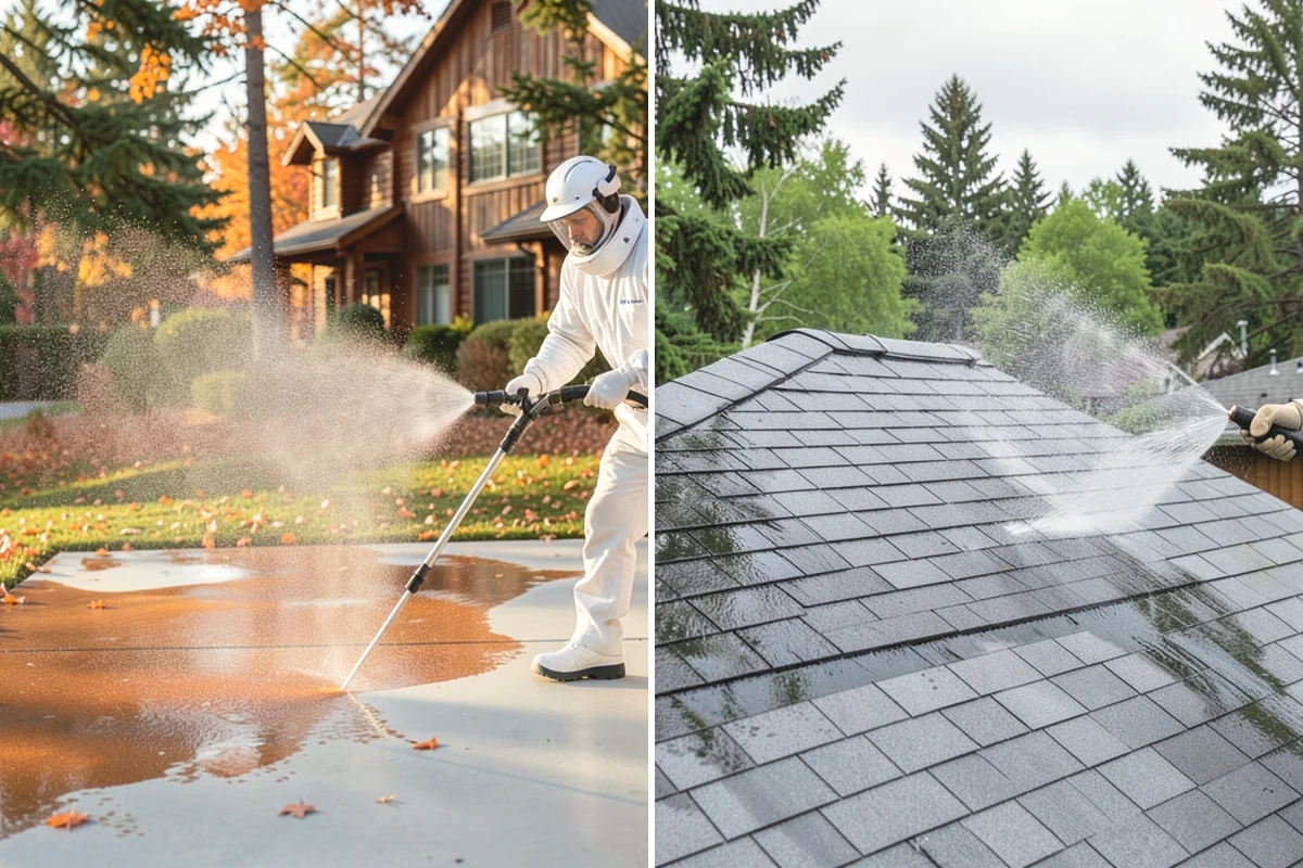 Pool Enclosure Washing in Covington, King County, WA - Remove loose leaves and needles from tracks and corners