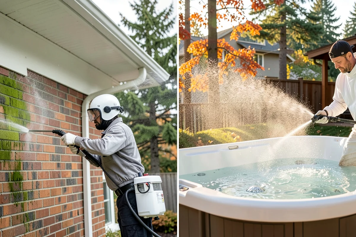 Pool Enclosure Washing in Gig Harbor, Pierce County, WA - Remove loose leaves and needles from tracks and corners