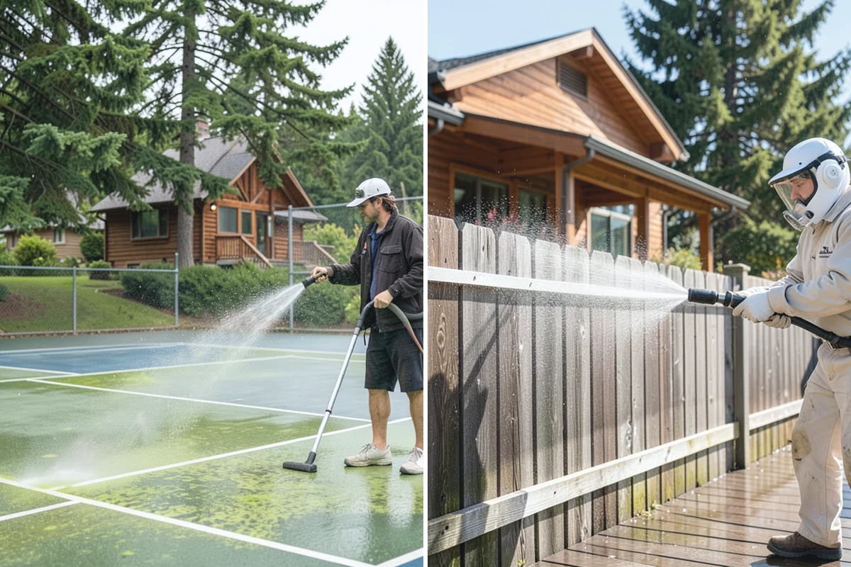 Pool Enclosure Washing in Granite Falls, Snohomish County, WA - Remove loose leaves and needles from tracks and corners