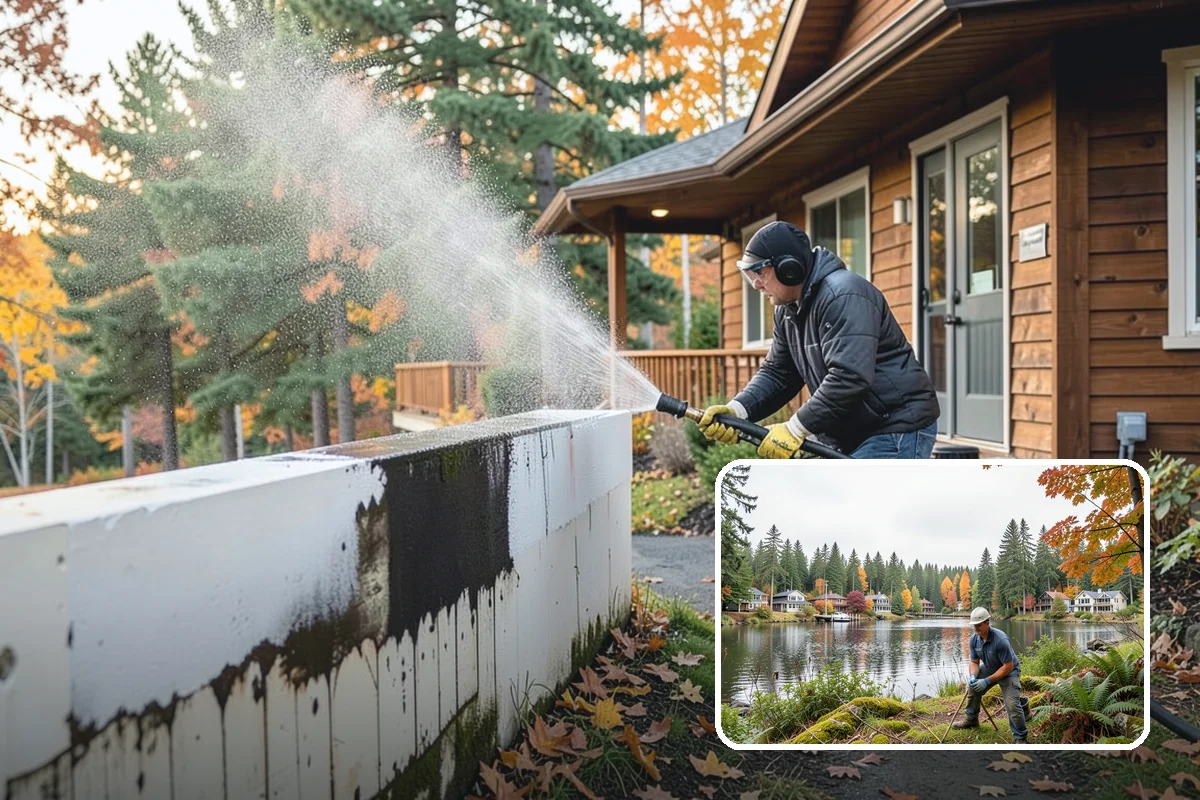 Pool Enclosure Washing in La Conner, Skagit County, WA - Lifts algae film from screen mesh without tearing it