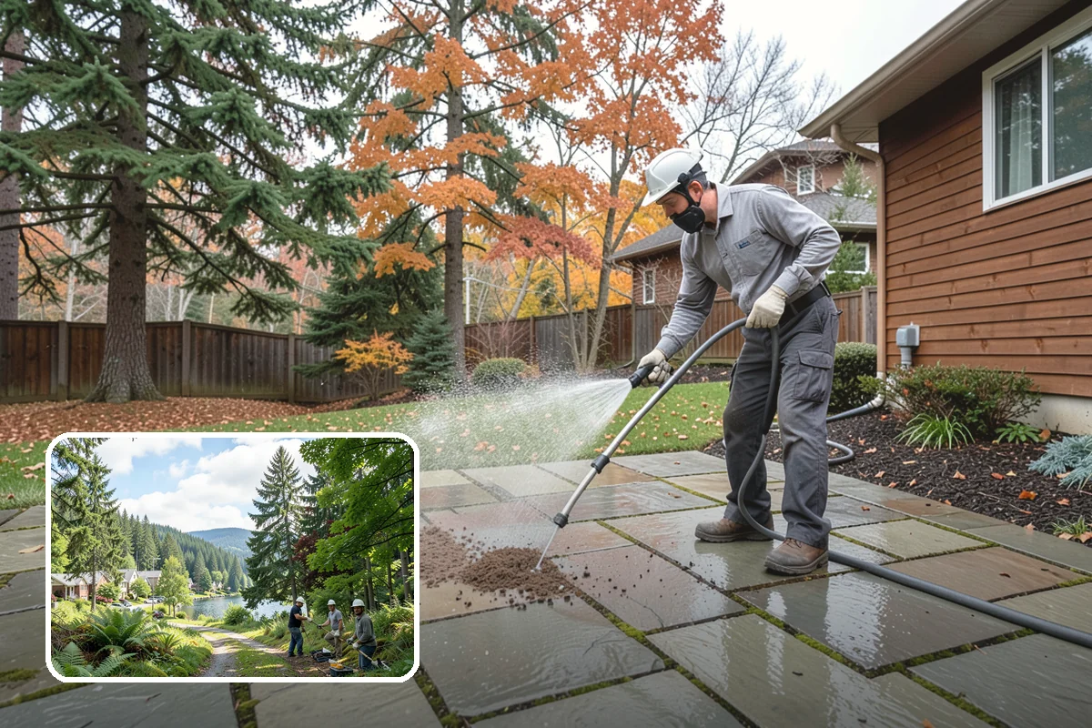 Pool Enclosure Washing in Lake Forest Park, King County, WA - Lifts algae film from screen mesh without tearing it