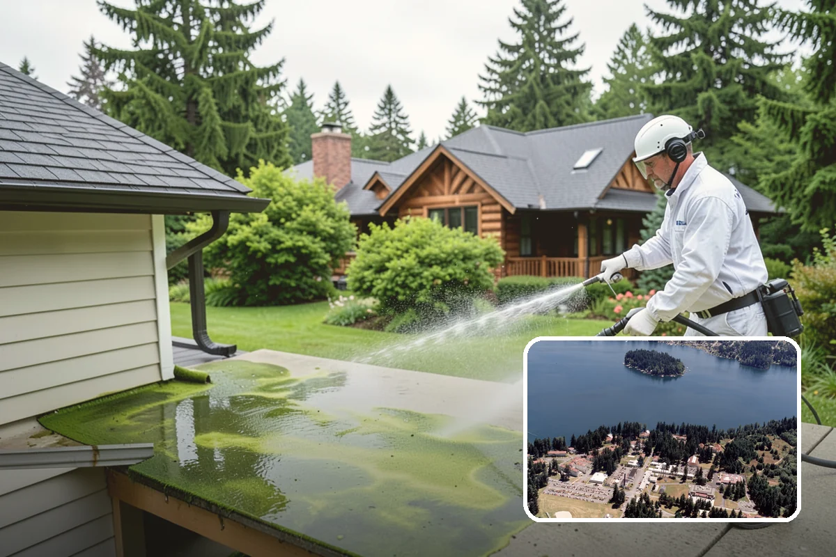 Pool Enclosure Washing in Lakewood, Pierce County, WA - Lifts algae film from screen mesh without tearing it