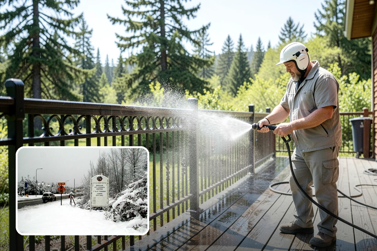 Pool Enclosure Washing in Newcastle, King County, WA - Lifts algae film from screen mesh without tearing it