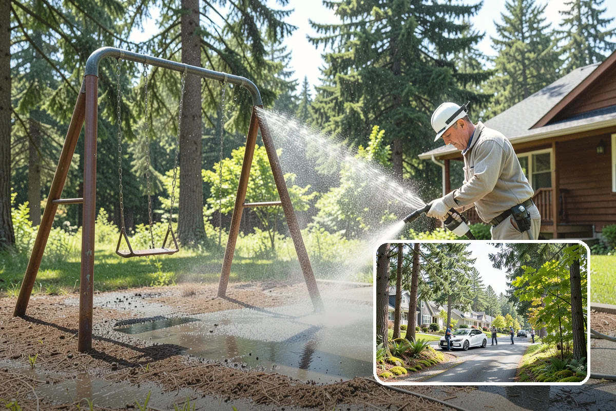 Pool Enclosure Washing in Normandy Park, King County, WA - Lifts algae film from screen mesh without tearing it