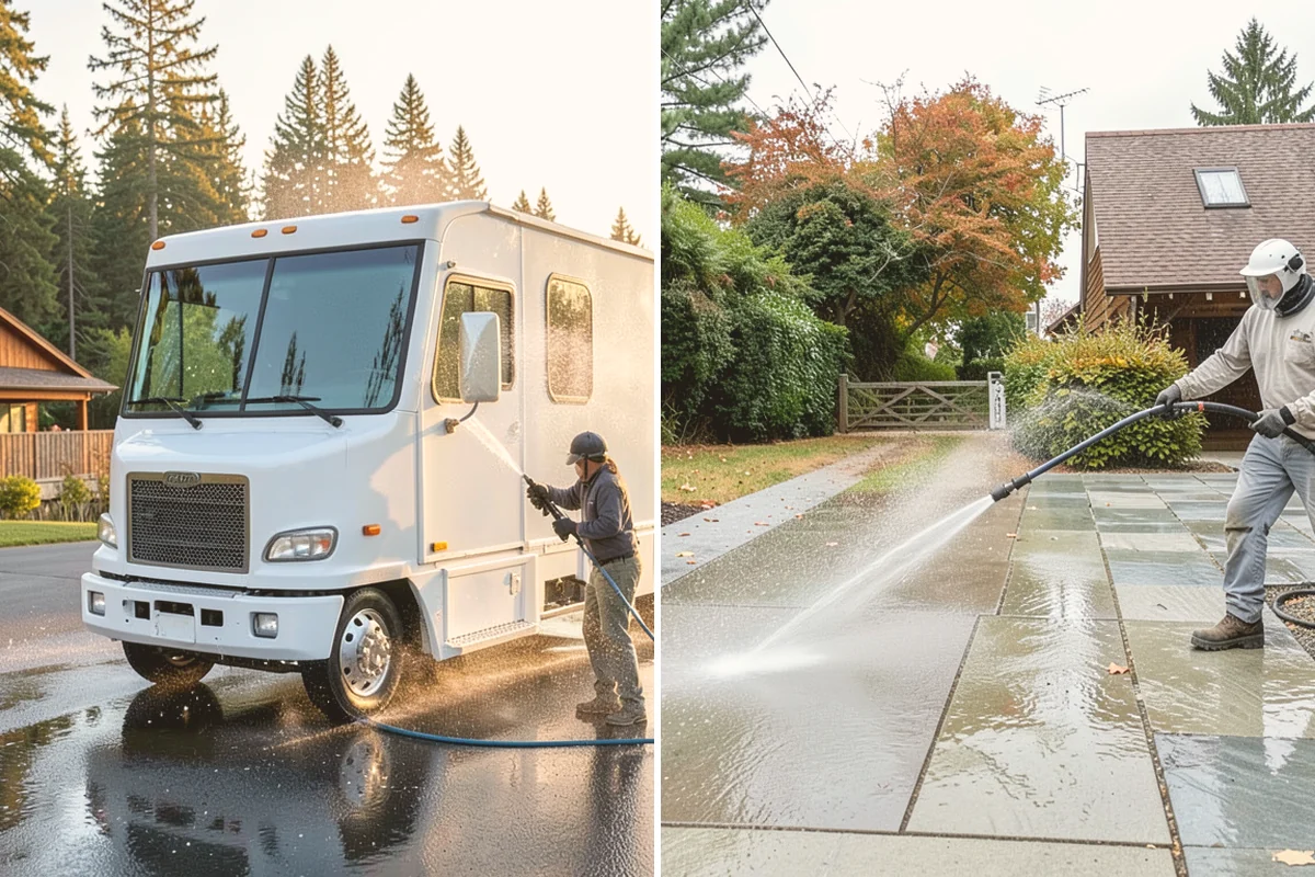 Pool Enclosure Washing in Orting, Pierce County, WA - Remove loose leaves and needles from tracks and corners