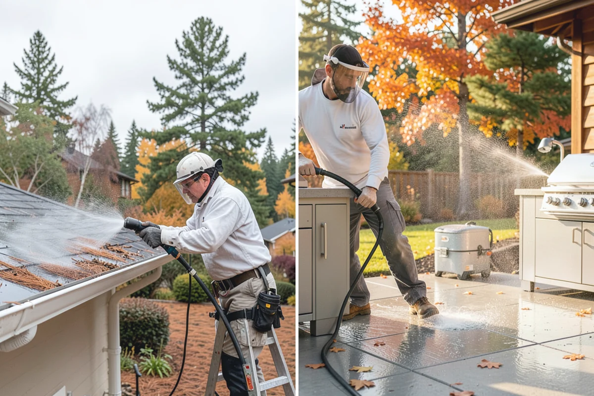 Pool Enclosure Washing in Redmond, King County, WA - Remove loose leaves and needles from tracks and corners