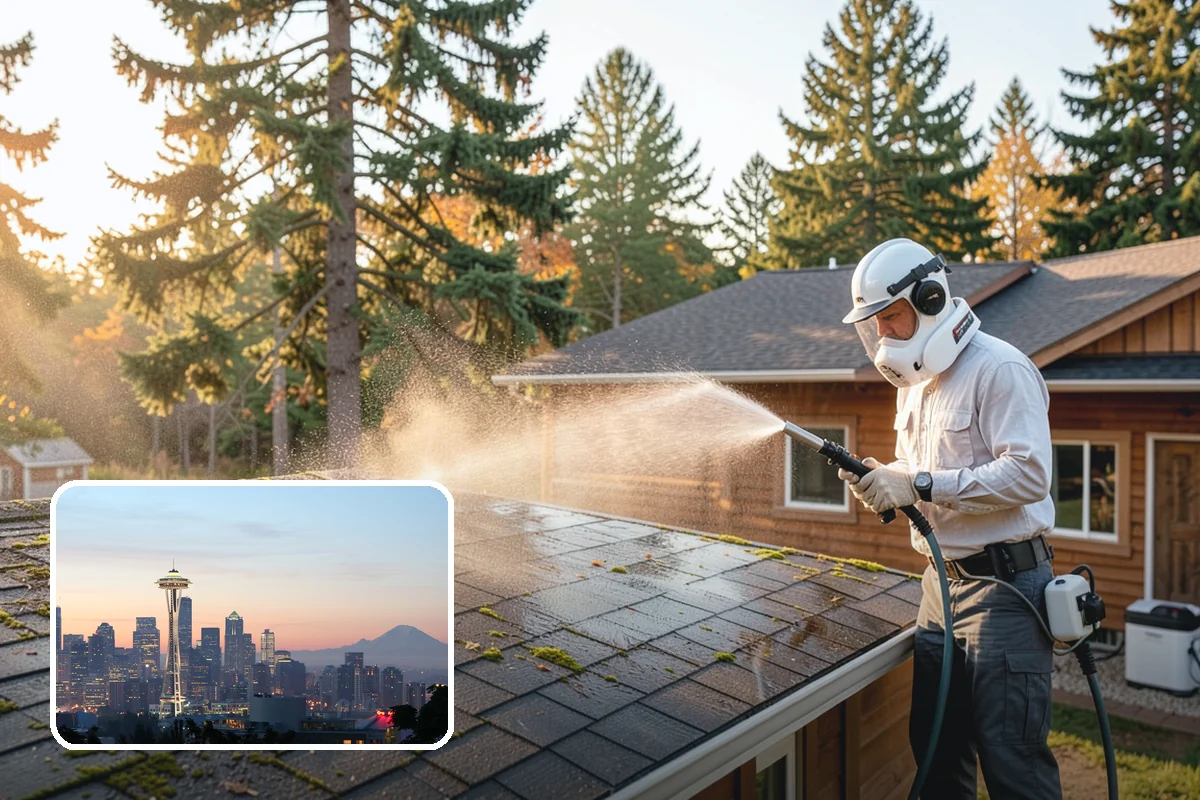 Pool Enclosure Washing in Seattle, King County, WA - Lifts algae film from screen mesh without tearing it