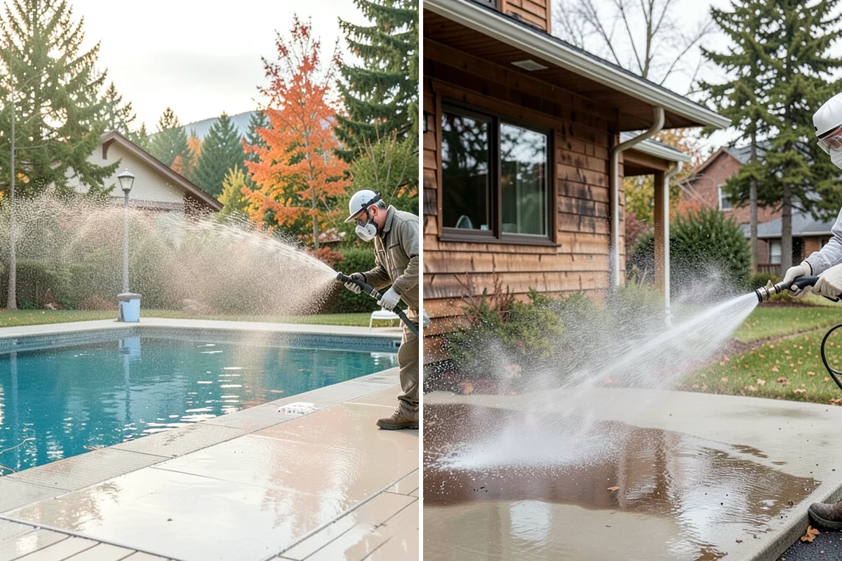 Pool Enclosure Washing in Sedro-Woolley, Skagit County, WA - Remove loose leaves and needles from tracks and corners