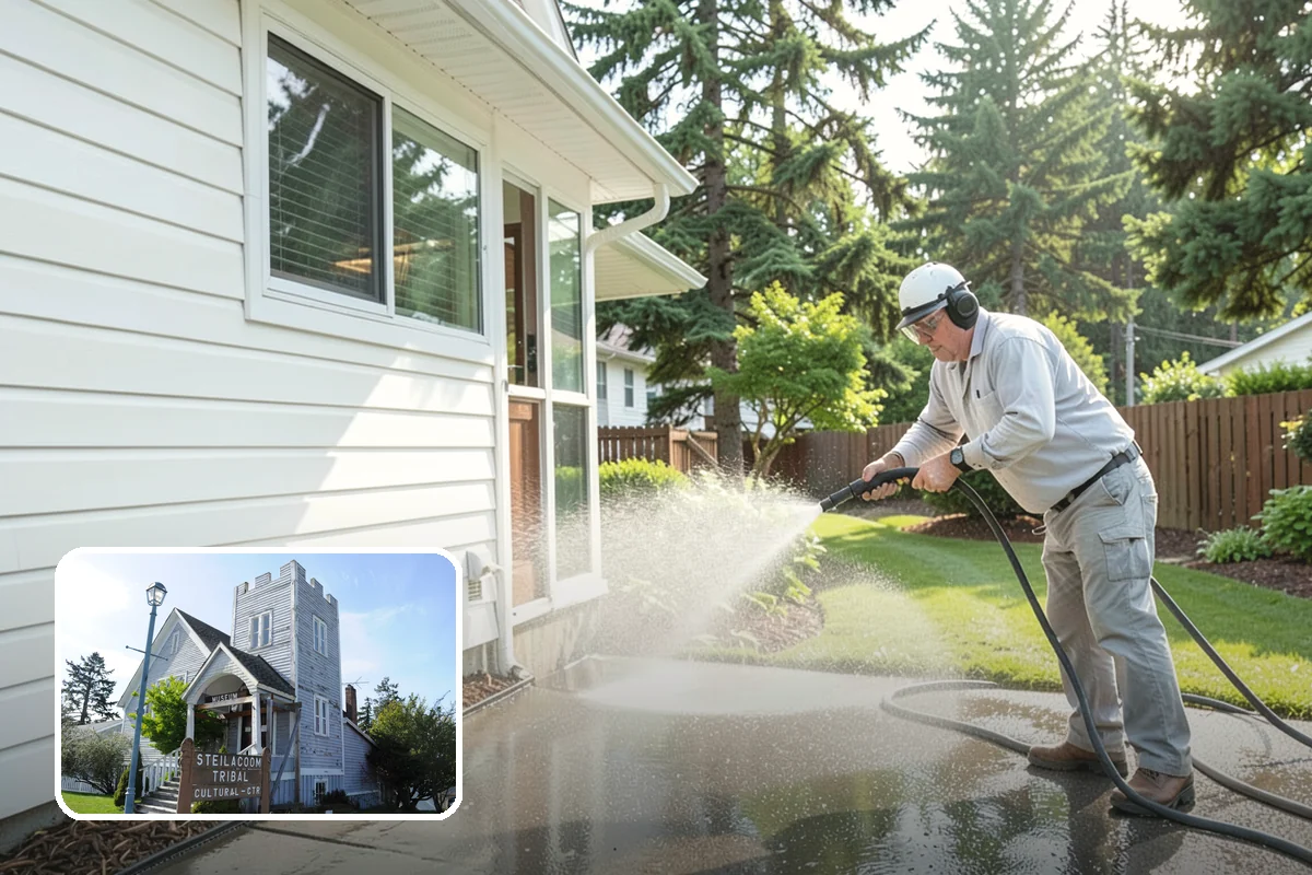 Pool Enclosure Washing in Steilacoom, Pierce County, WA - Lifts algae film from screen mesh without tearing it