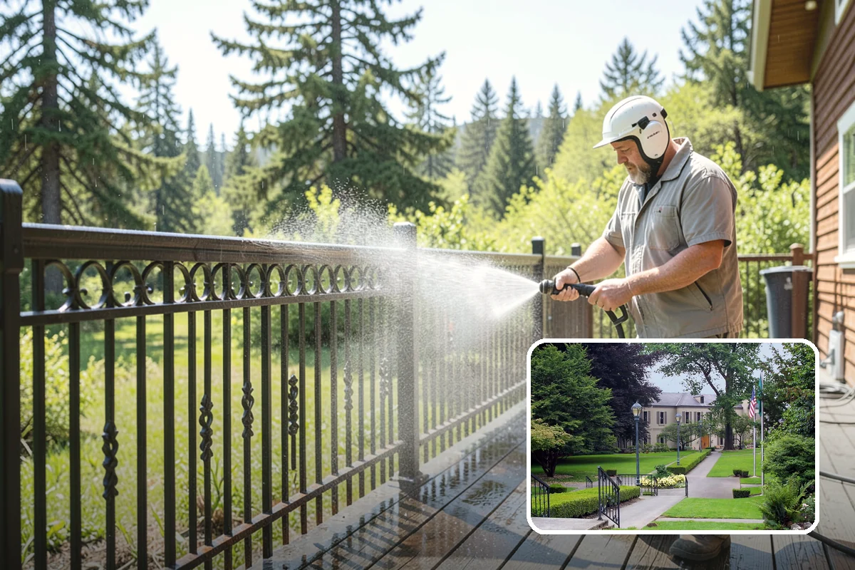 Pool Enclosure Washing in Woodinville, King County, WA - Lifts algae film from screen mesh without tearing it