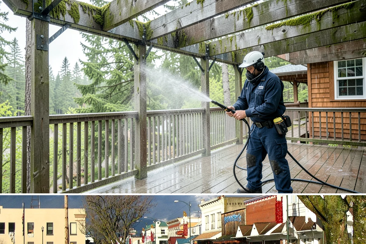 Pool Fence Cleaning in Arlington, Snohomish County, WA - A spring cleaning readies the fence for a summer of clear, safe sightlines to the pool.