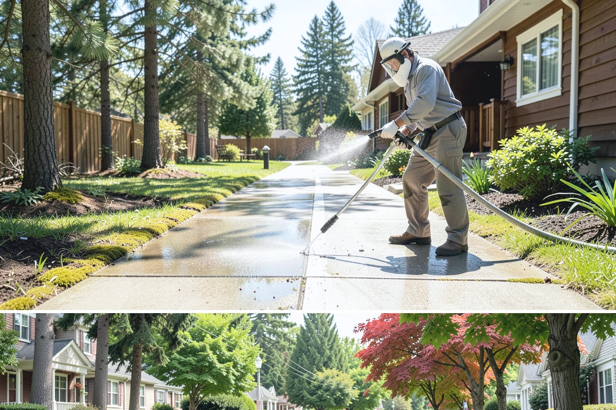 Pool Fence Cleaning in Beaux Arts Village, King County, WA - A spring cleaning readies the fence for a summer of clear, safe sightlines to the pool.