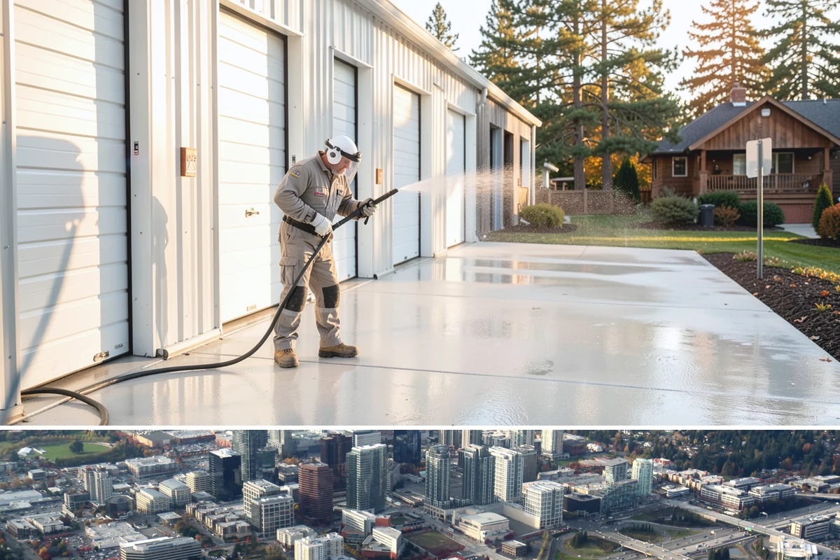 Pool Fence Cleaning in Bellevue, King County, WA - A spring cleaning readies the fence for a summer of clear, safe sightlines to the pool.