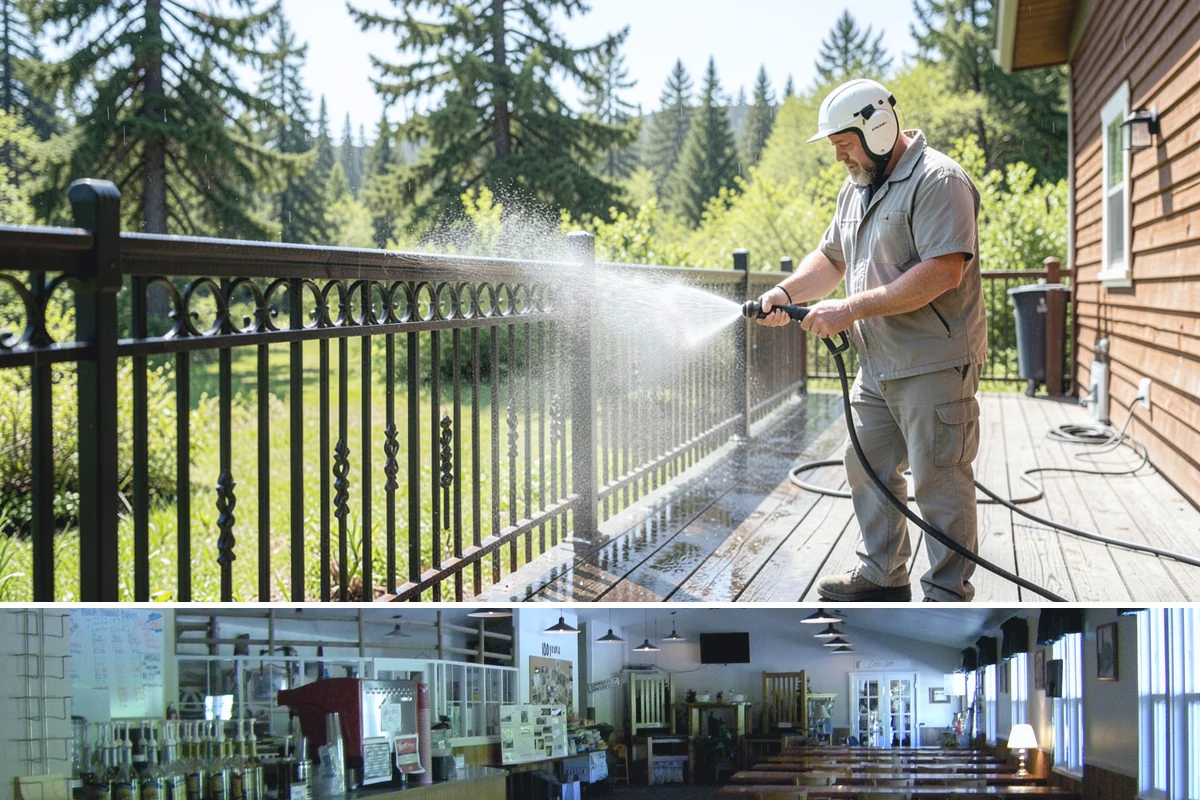 Pool Fence Cleaning in Black Diamond, King County, WA - A spring cleaning readies the fence for a summer of clear, safe sightlines to the pool.