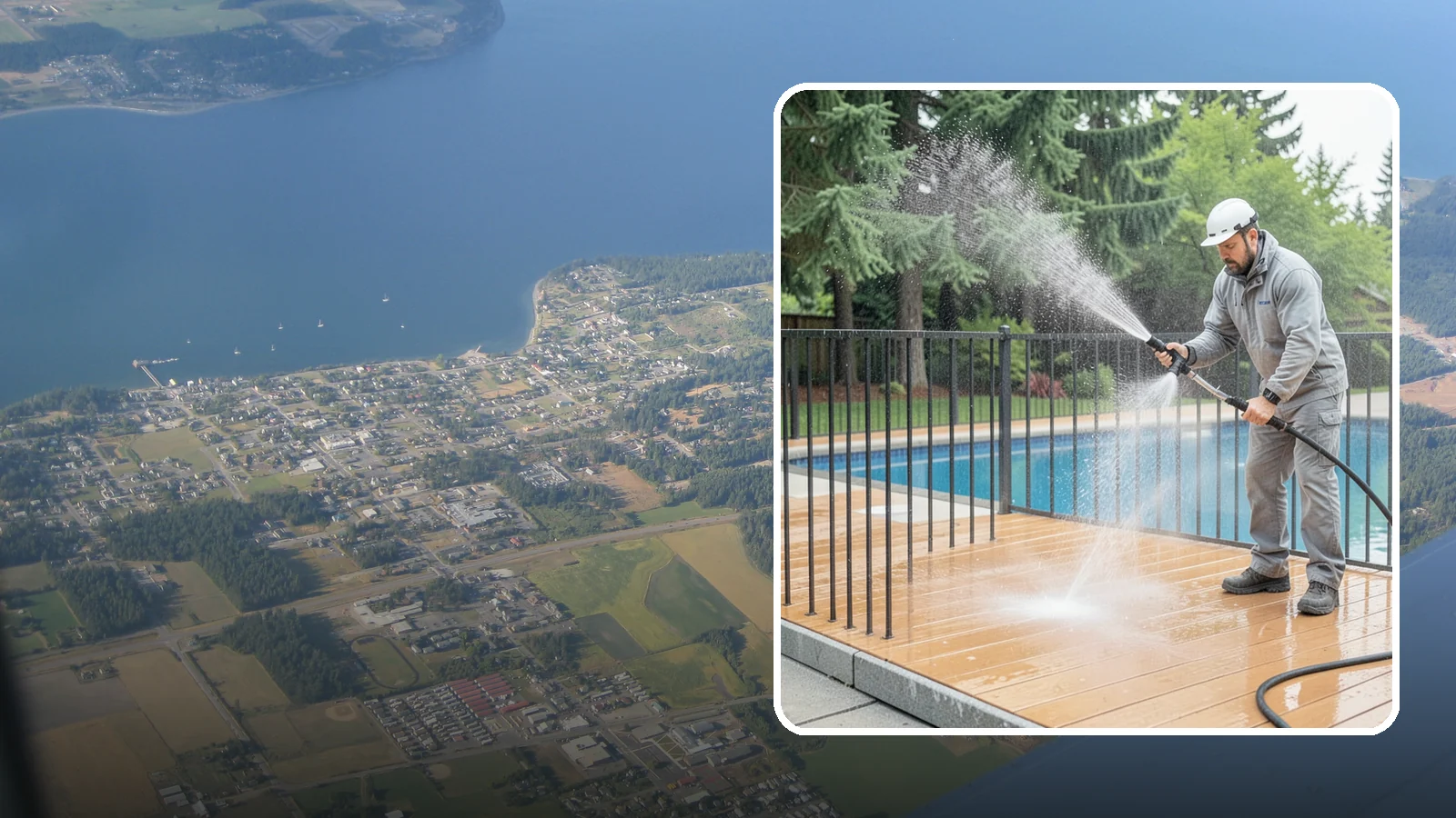Pool Fence Cleaning in Coupeville, Island County, WA - We clean pool safety fencing so aluminum, glass, or mesh barriers stay clear of the grime that dulls them in the wet season.