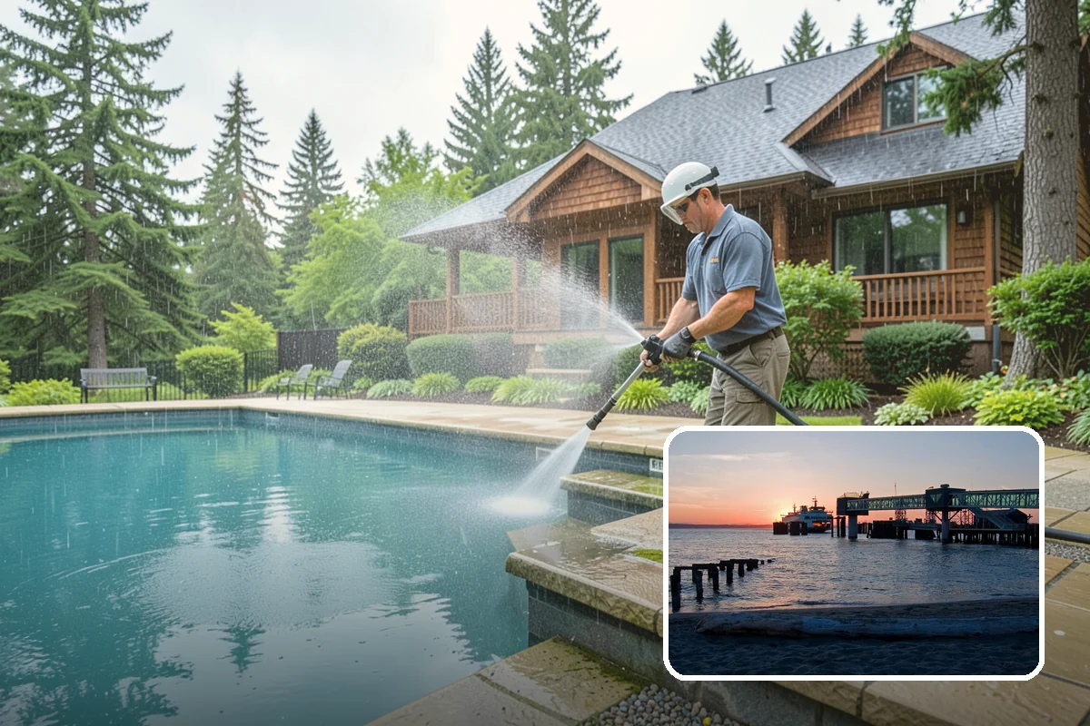 Pool Fence Cleaning in Edmonds, Snohomish County, WA - Cleans glass, aluminum, and mesh fencing appropriately
