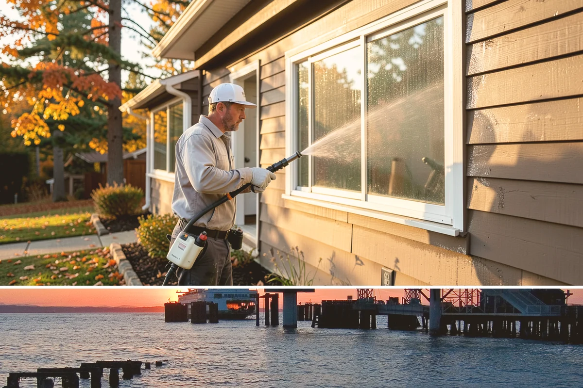 Pool Fence Cleaning in Edmonds, Snohomish County, WA - A spring cleaning readies the fence for a summer of clear, safe sightlines to the pool.