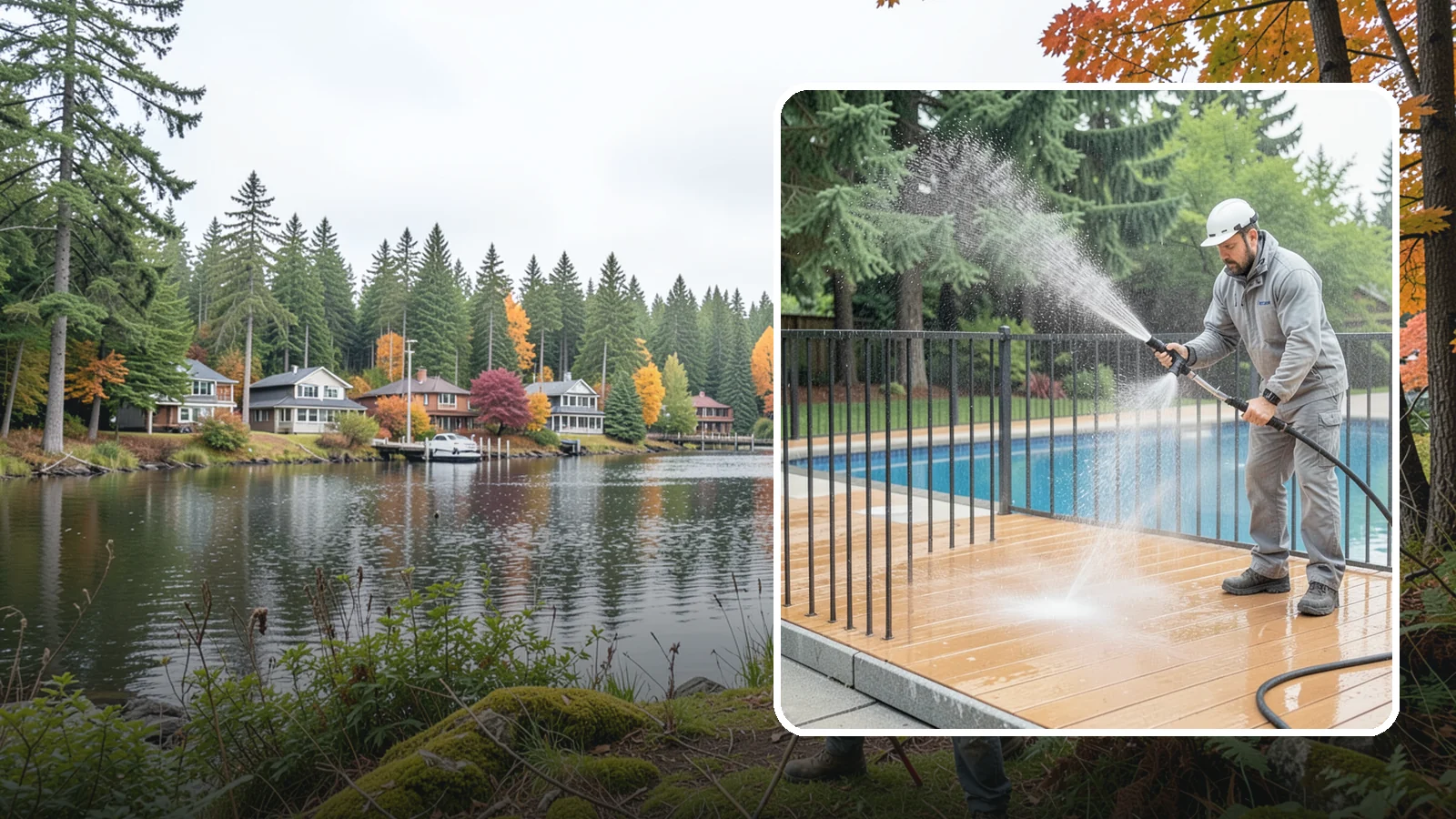 Pool Fence Cleaning in La Conner, Skagit County, WA - We clean pool safety fencing so aluminum, glass, or mesh barriers stay clear of the grime that dulls them in the wet season.