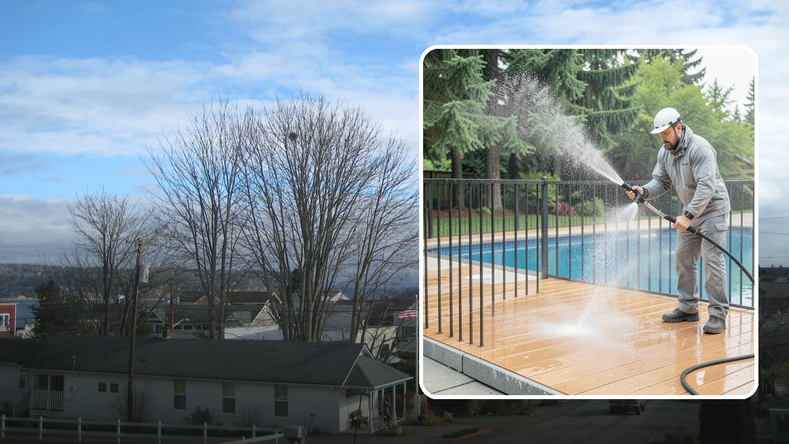 Pool Fence Cleaning in Langley, Island County, WA - We clean pool safety fencing so aluminum, glass, or mesh barriers stay clear of the grime that dulls them in the wet season.
