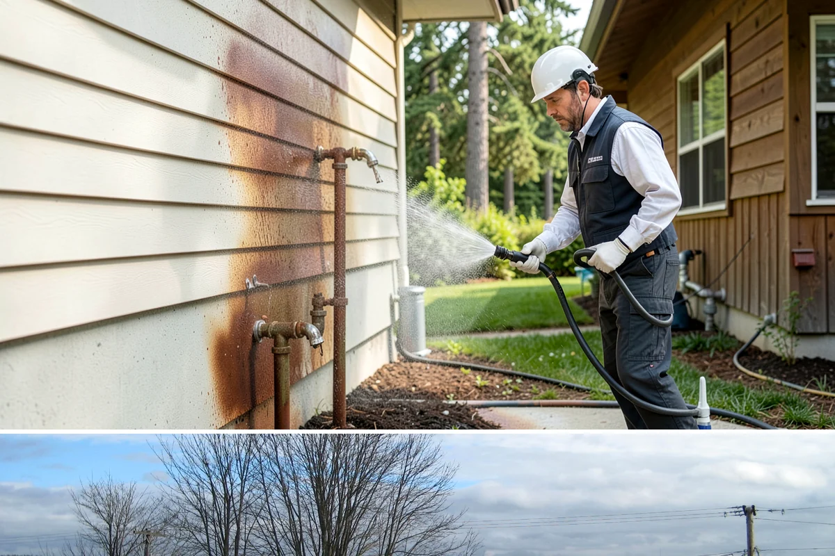 Pool Fence Cleaning in Langley, Island County, WA - A spring cleaning readies the fence for a summer of clear, safe sightlines to the pool.