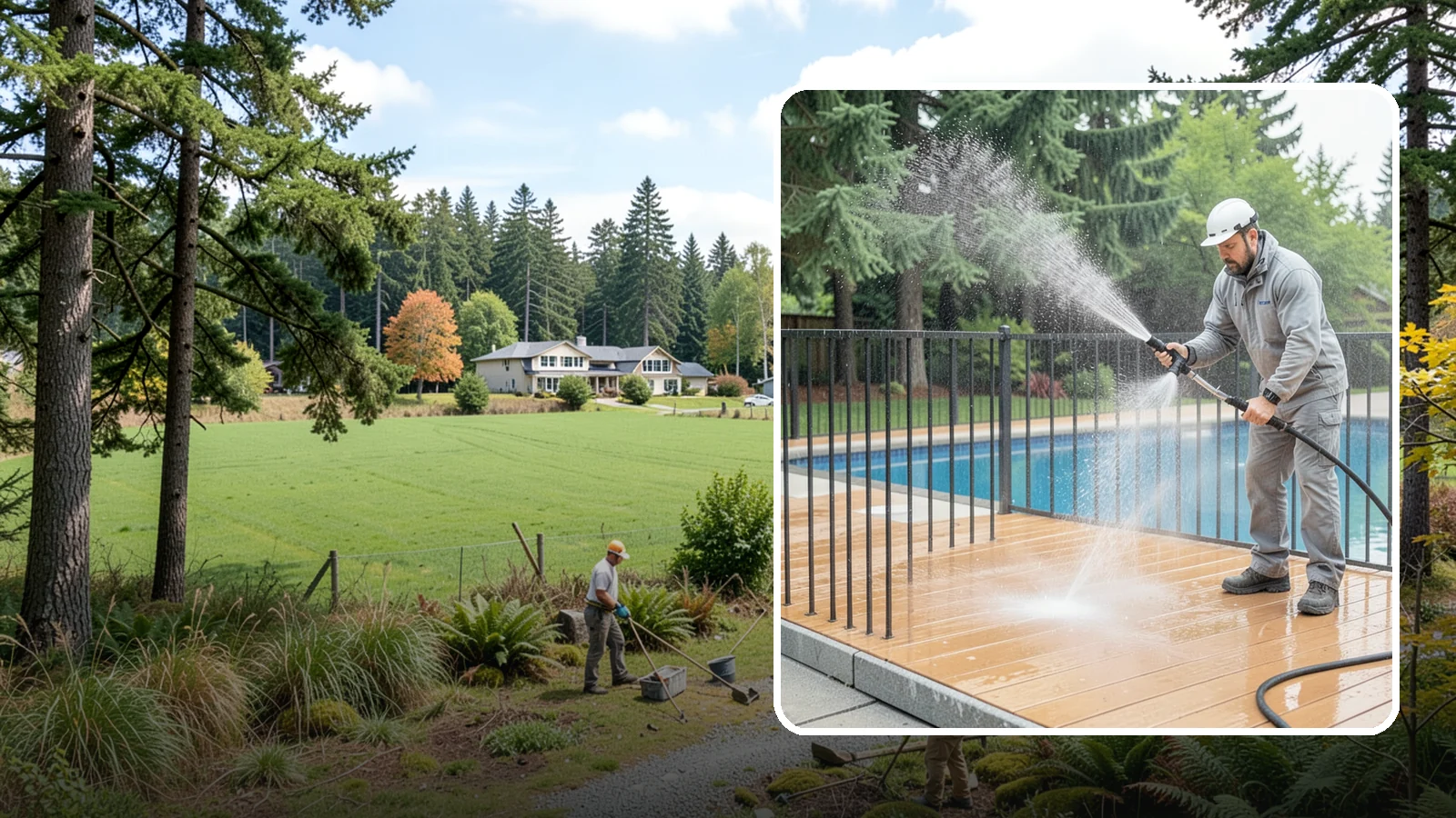 Pool Fence Cleaning in Lyman, Skagit County, WA - We clean pool safety fencing so aluminum, glass, or mesh barriers stay clear of the grime that dulls them in the wet season.
