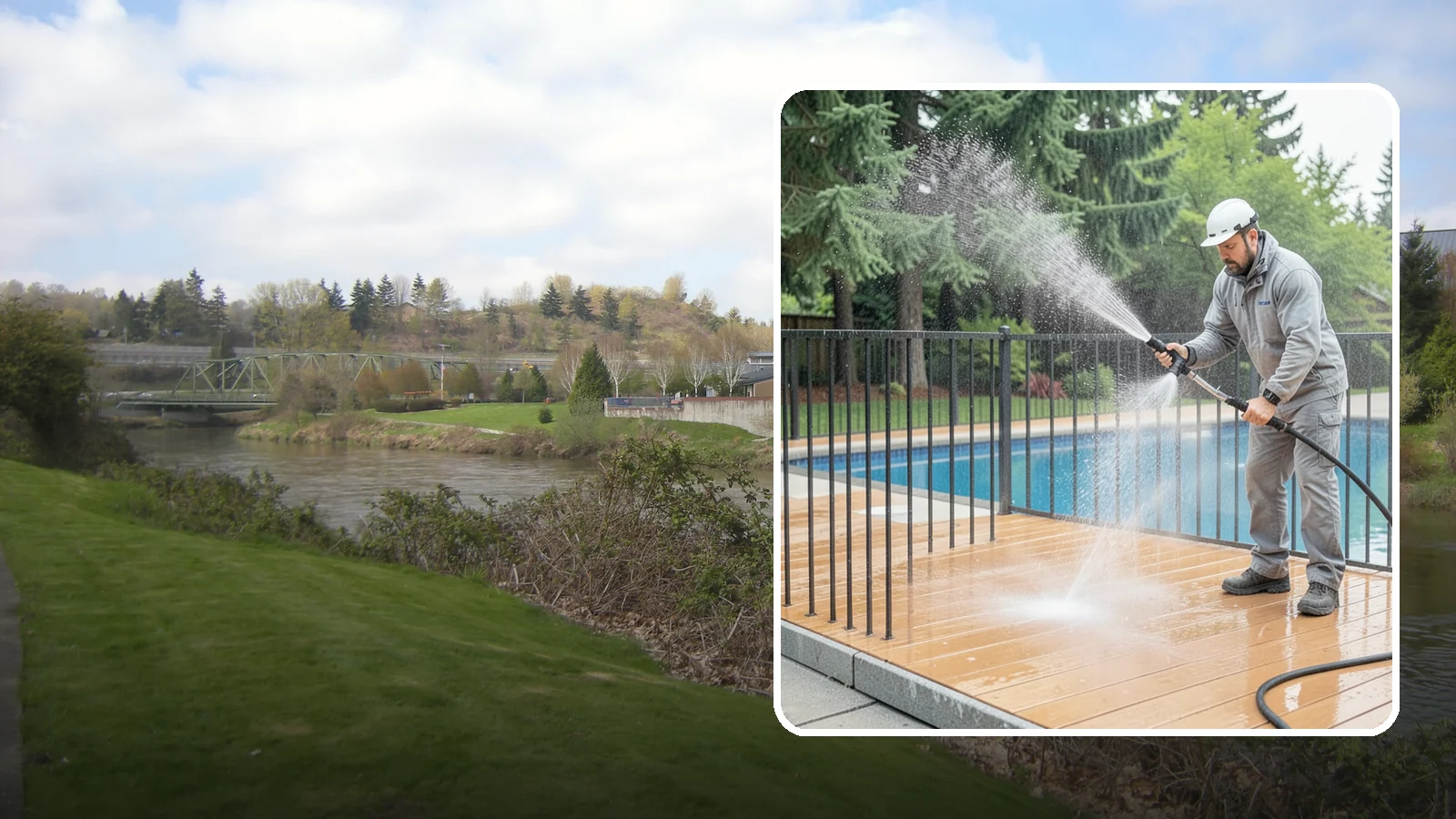 Pool Fence Cleaning in Tukwila, King County, WA - We clean pool safety fencing so aluminum, glass, or mesh barriers stay clear of the grime that dulls them in the wet season.