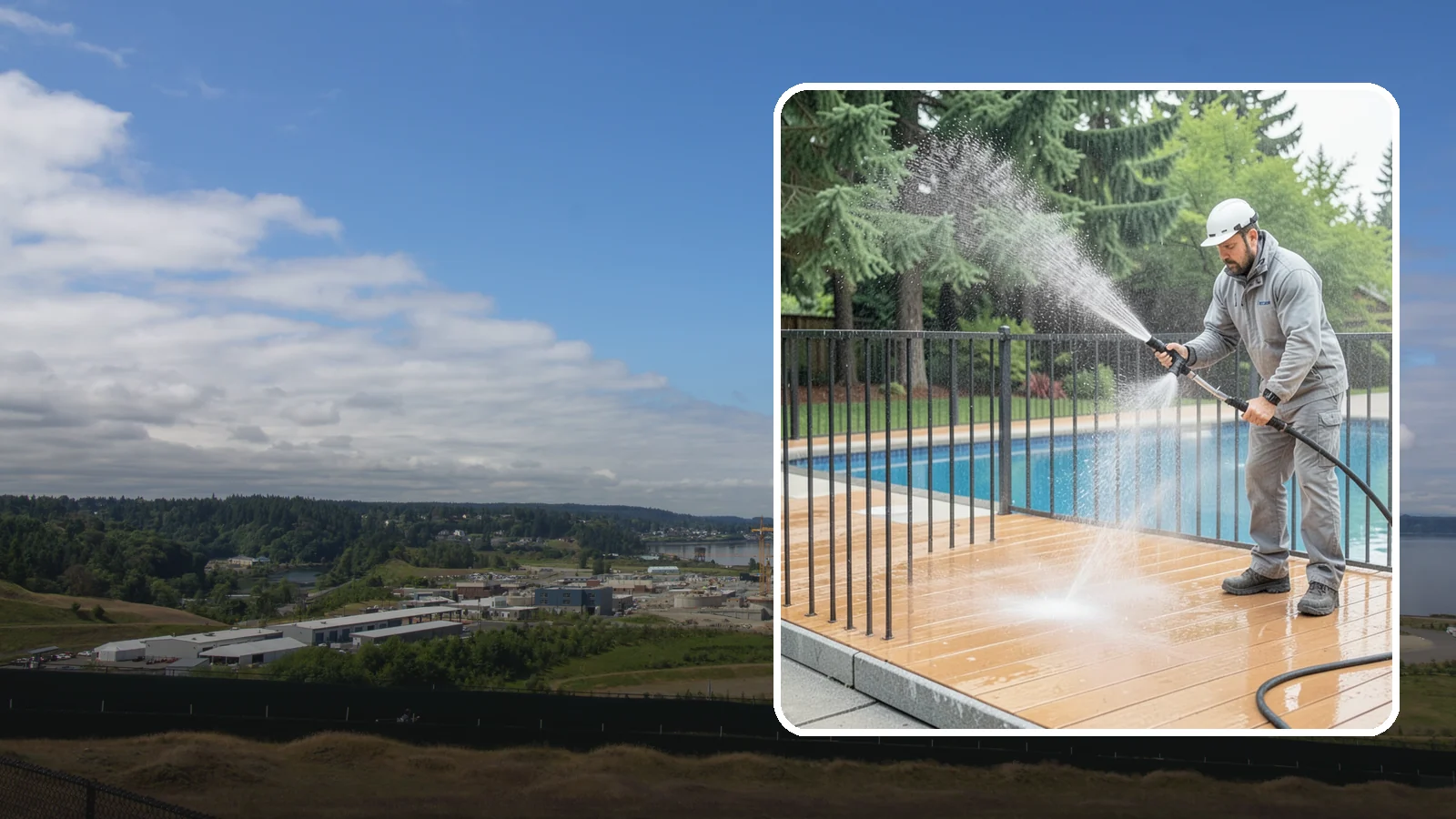 Pool Fence Cleaning in University Place, Pierce County, WA - We clean pool safety fencing so aluminum, glass, or mesh barriers stay clear of the grime that dulls them in the wet season.