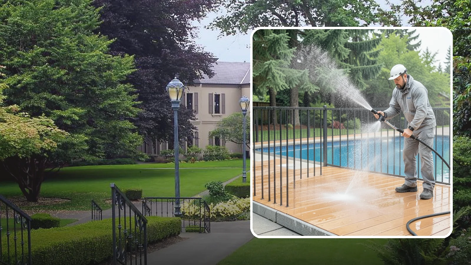 Pool Fence Cleaning in Woodinville, King County, WA - We clean pool safety fencing so aluminum, glass, or mesh barriers stay clear of the grime that dulls them in the wet season.