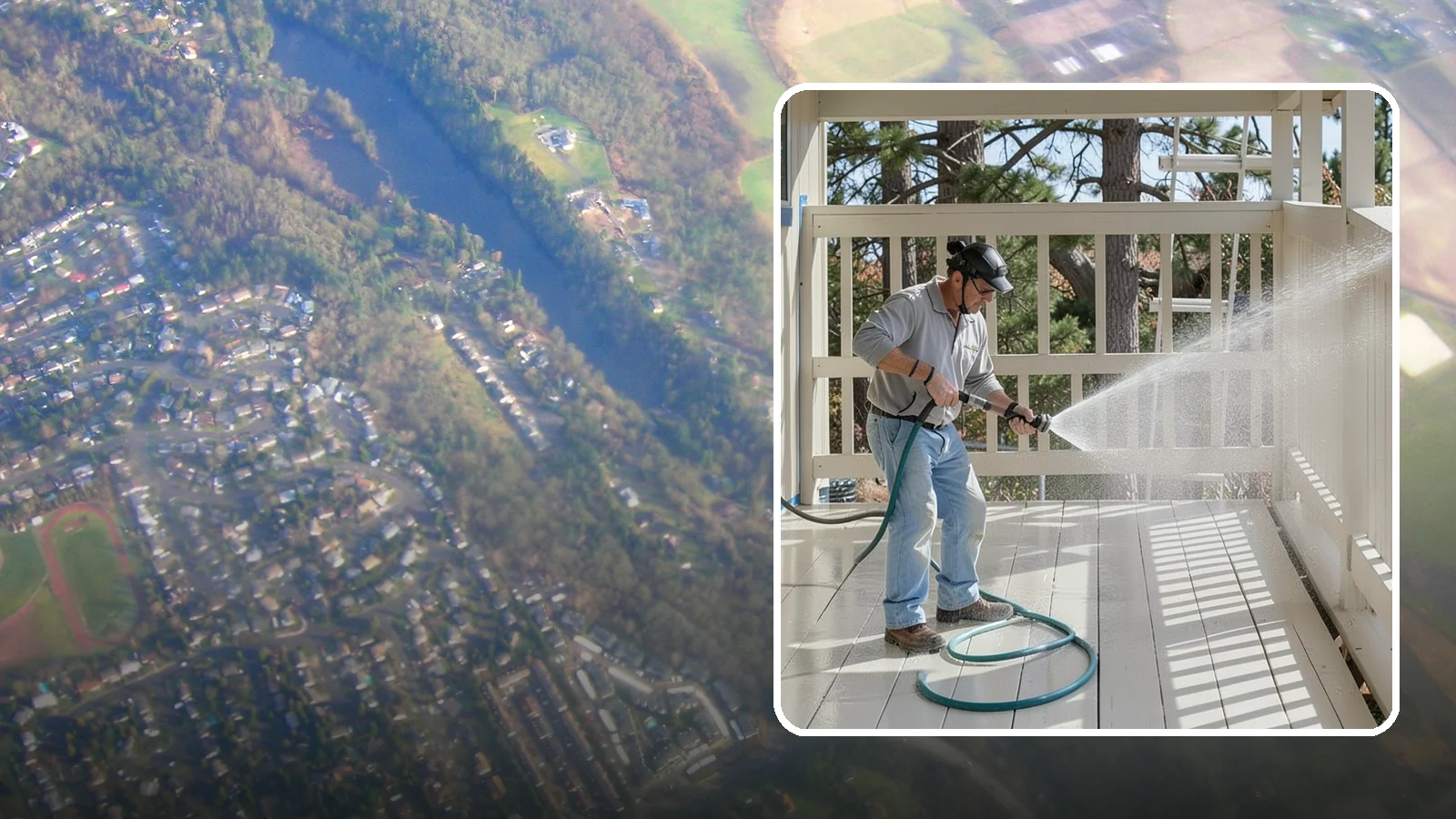 Porch Cleaning in Algona, King County, WA - We wash porch floors, ceilings, and posts to lift the moss, mud, and pollen that dull this high-traffic entry.