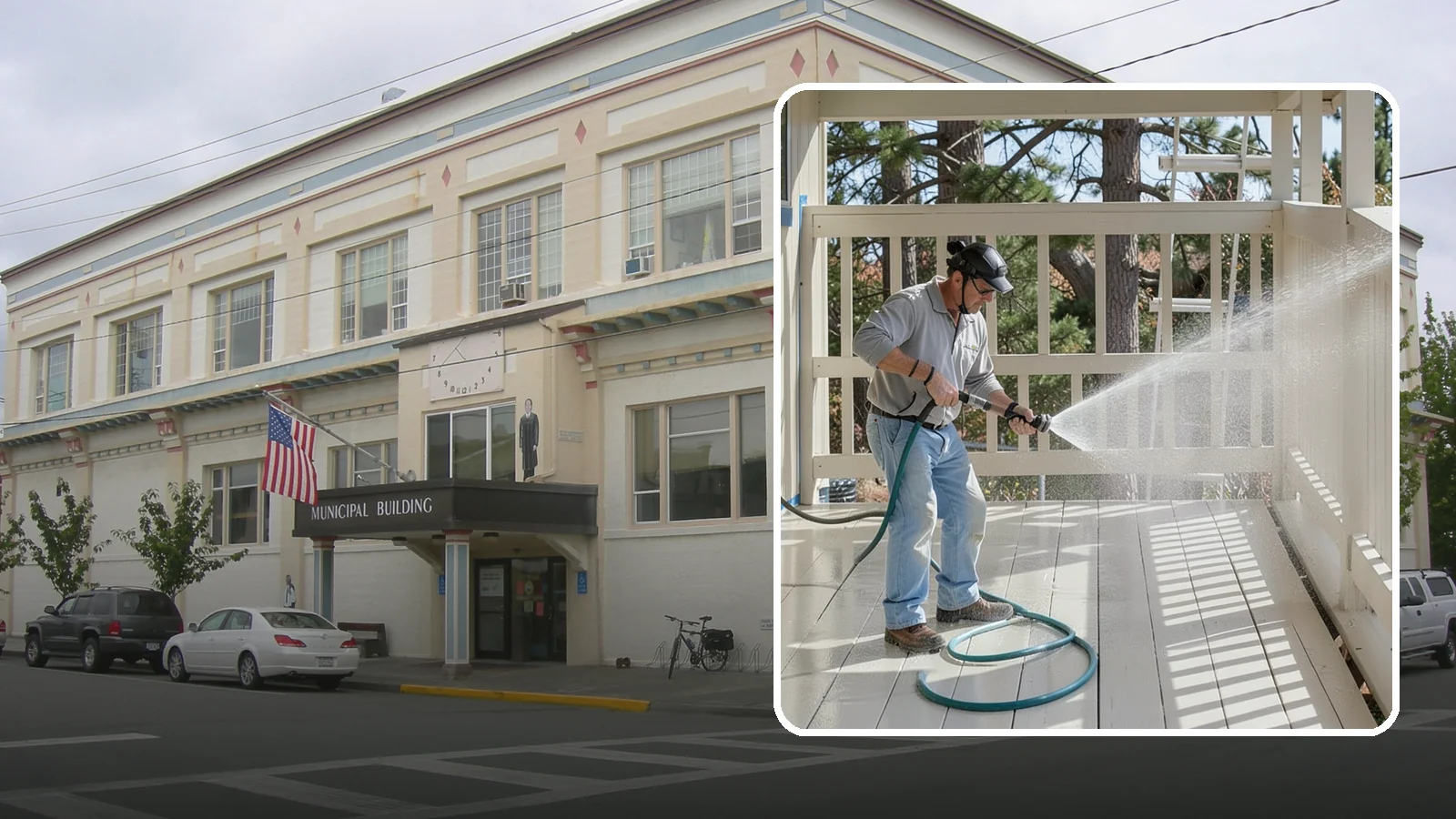 Porch Cleaning in Anacortes, Skagit County, WA - We wash porch floors, ceilings, and posts to lift the moss, mud, and pollen that dull this high-traffic entry.