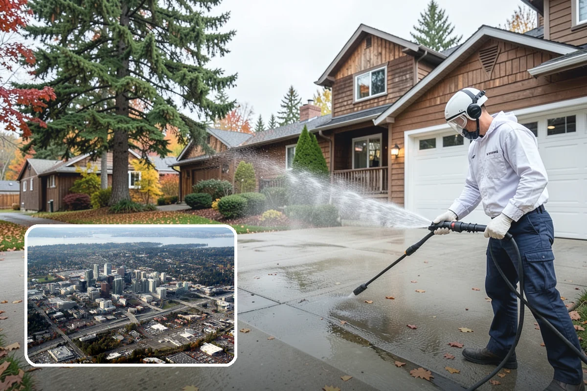 Porch Cleaning in Bellevue, King County, WA - Removes moss and slick film from high-traffic porch floors