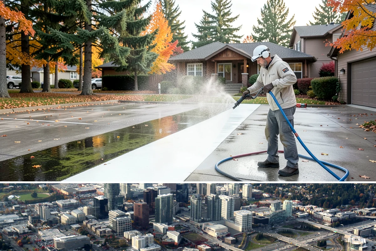 Porch Cleaning in Bellevue, King County, WA - Late spring is prime for porch cleaning, clearing winter moss and spring pollen just as outdoor season begins.