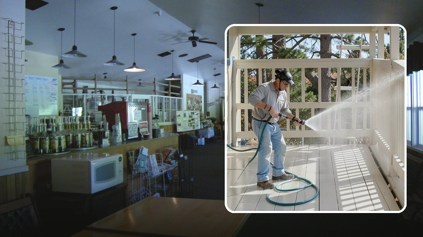 Porch Cleaning in Black Diamond, King County, WA - We wash porch floors, ceilings, and posts to lift the moss, mud, and pollen that dull this high-traffic entry.