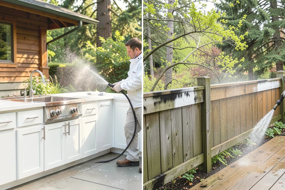 Porch Cleaning in Carbonado, Pierce County, WA - Clear furniture, mats, and loose debris from the porch