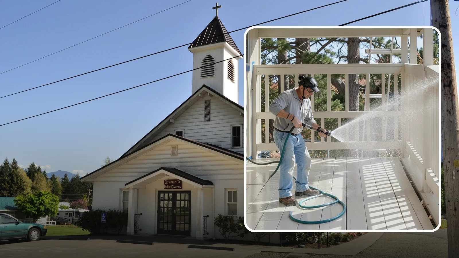 Porch Cleaning in Concrete, Skagit County, WA - We wash porch floors, ceilings, and posts to lift the moss, mud, and pollen that dull this high-traffic entry.