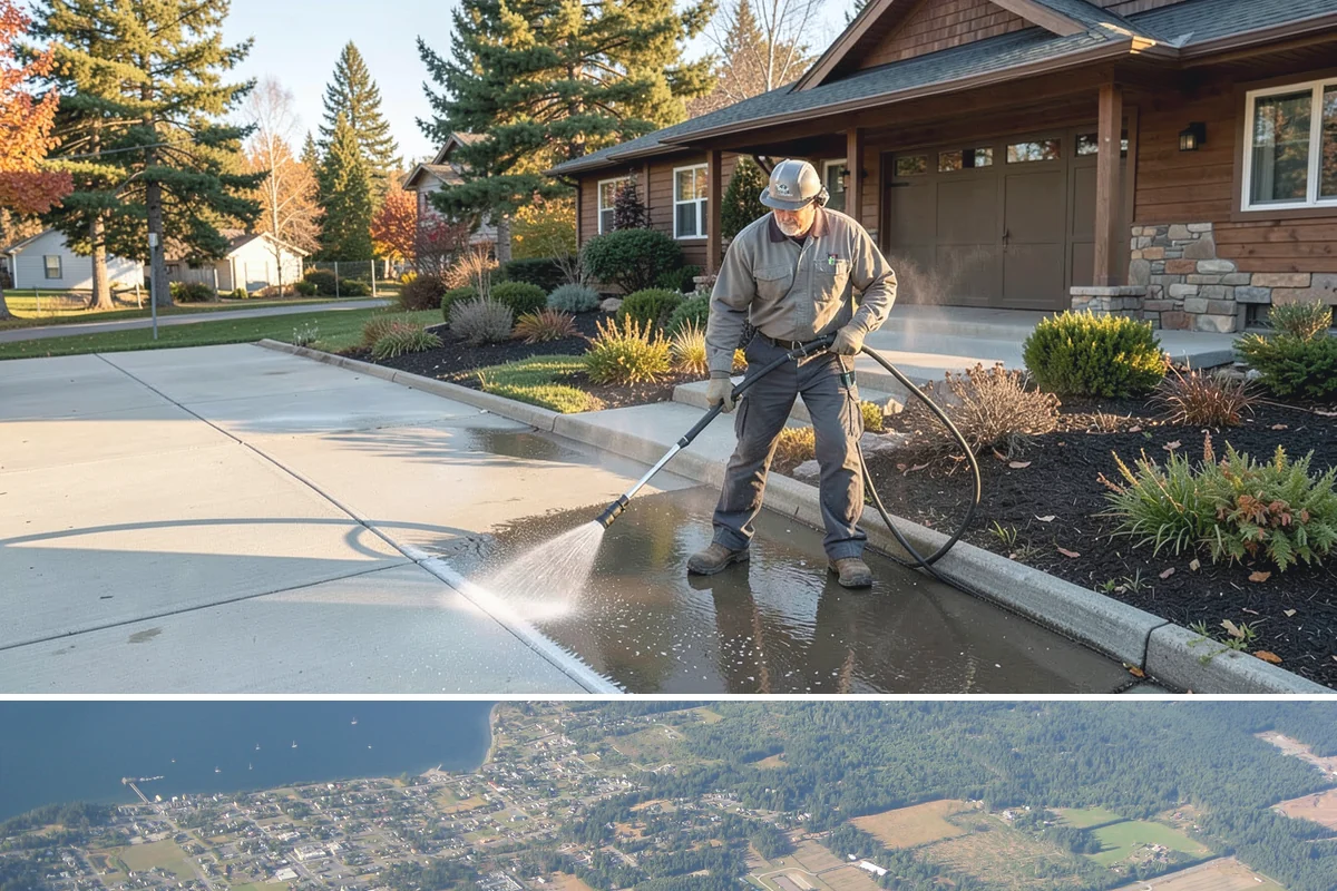 Porch Cleaning in Coupeville, Island County, WA - Late spring is prime for porch cleaning, clearing winter moss and spring pollen just as outdoor season begins.