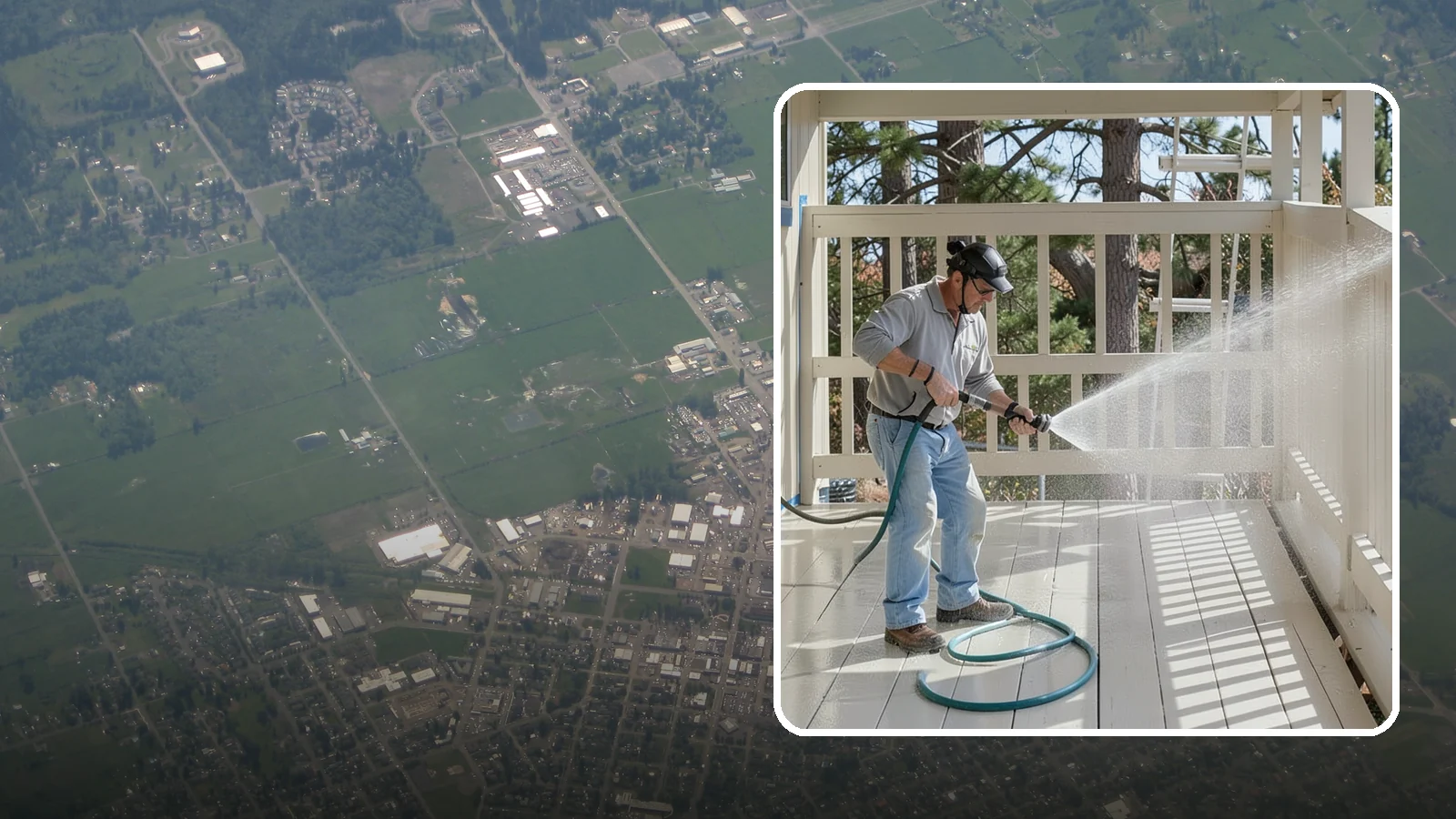 Porch Cleaning in Enumclaw, King County, WA - We wash porch floors, ceilings, and posts to lift the moss, mud, and pollen that dull this high-traffic entry.