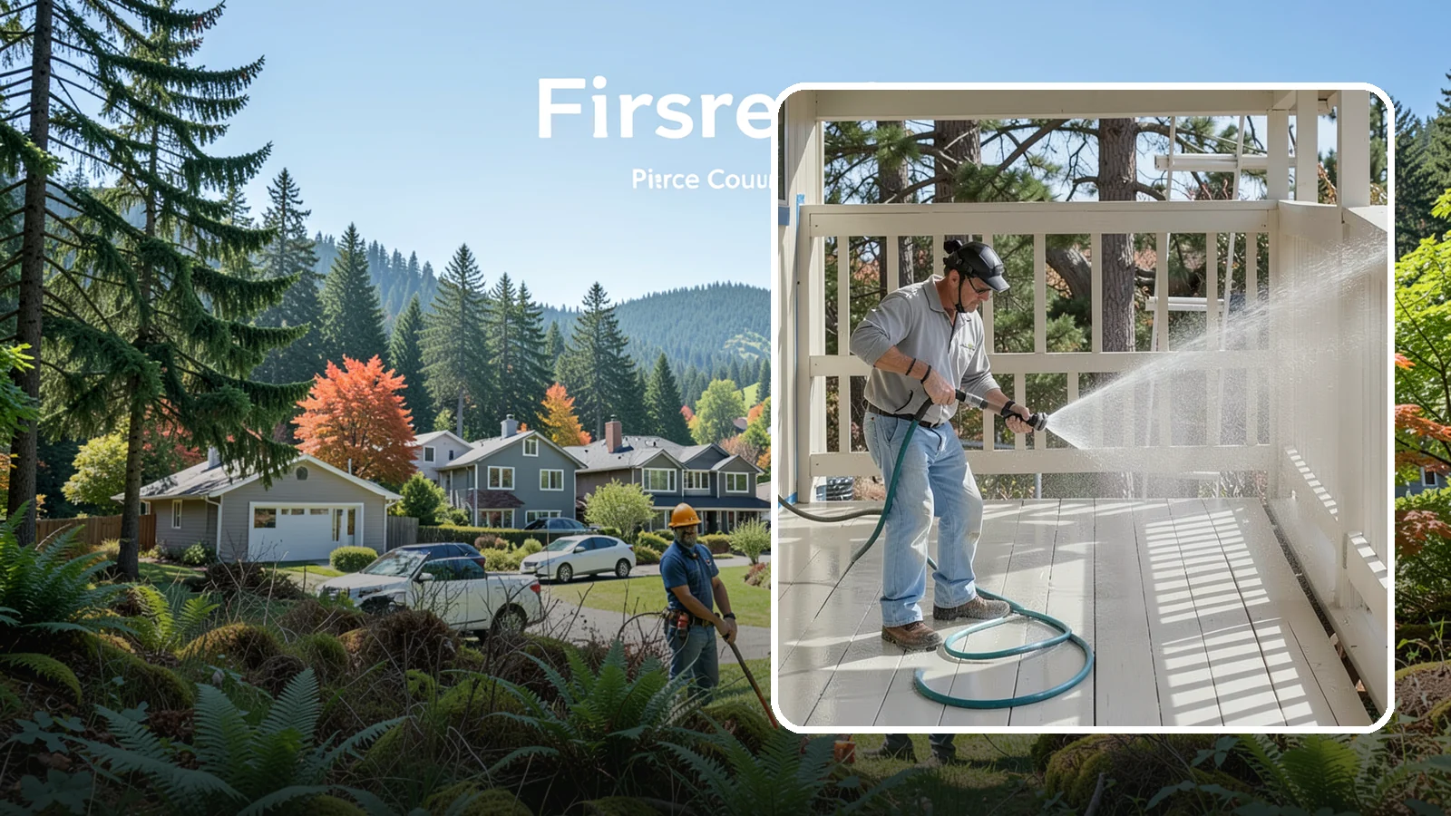 Porch Cleaning in Fircrest, Pierce County, WA - We wash porch floors, ceilings, and posts to lift the moss, mud, and pollen that dull this high-traffic entry.