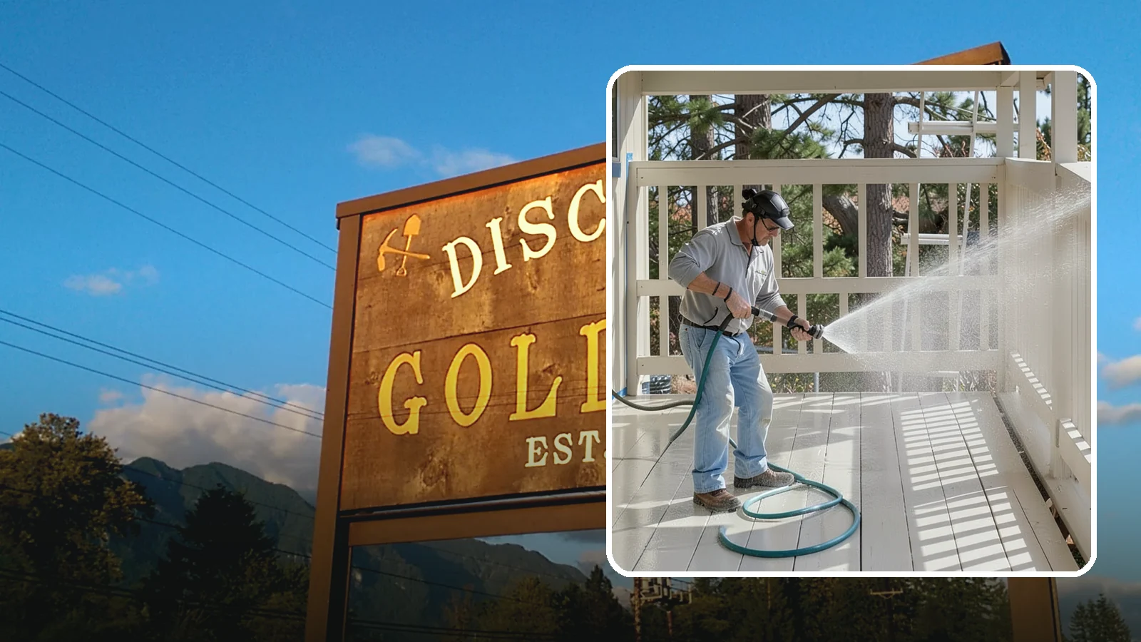 Porch Cleaning in Gold Bar, Snohomish County, WA - We wash porch floors, ceilings, and posts to lift the moss, mud, and pollen that dull this high-traffic entry.
