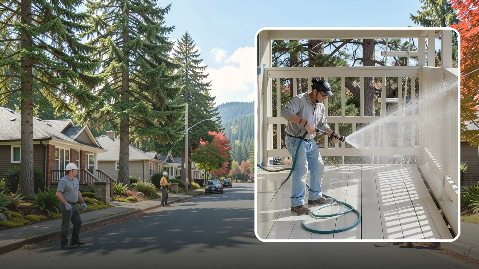 Porch Cleaning in Hunts Point, King County, WA - We wash porch floors, ceilings, and posts to lift the moss, mud, and pollen that dull this high-traffic entry.