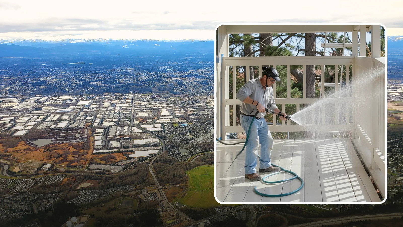 Porch Cleaning in Kent, King County, WA - We wash porch floors, ceilings, and posts to lift the moss, mud, and pollen that dull this high-traffic entry.