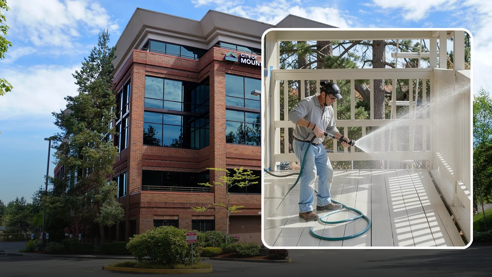 Porch Cleaning in Mountlake Terrace, Snohomish County, WA - We wash porch floors, ceilings, and posts to lift the moss, mud, and pollen that dull this high-traffic entry.