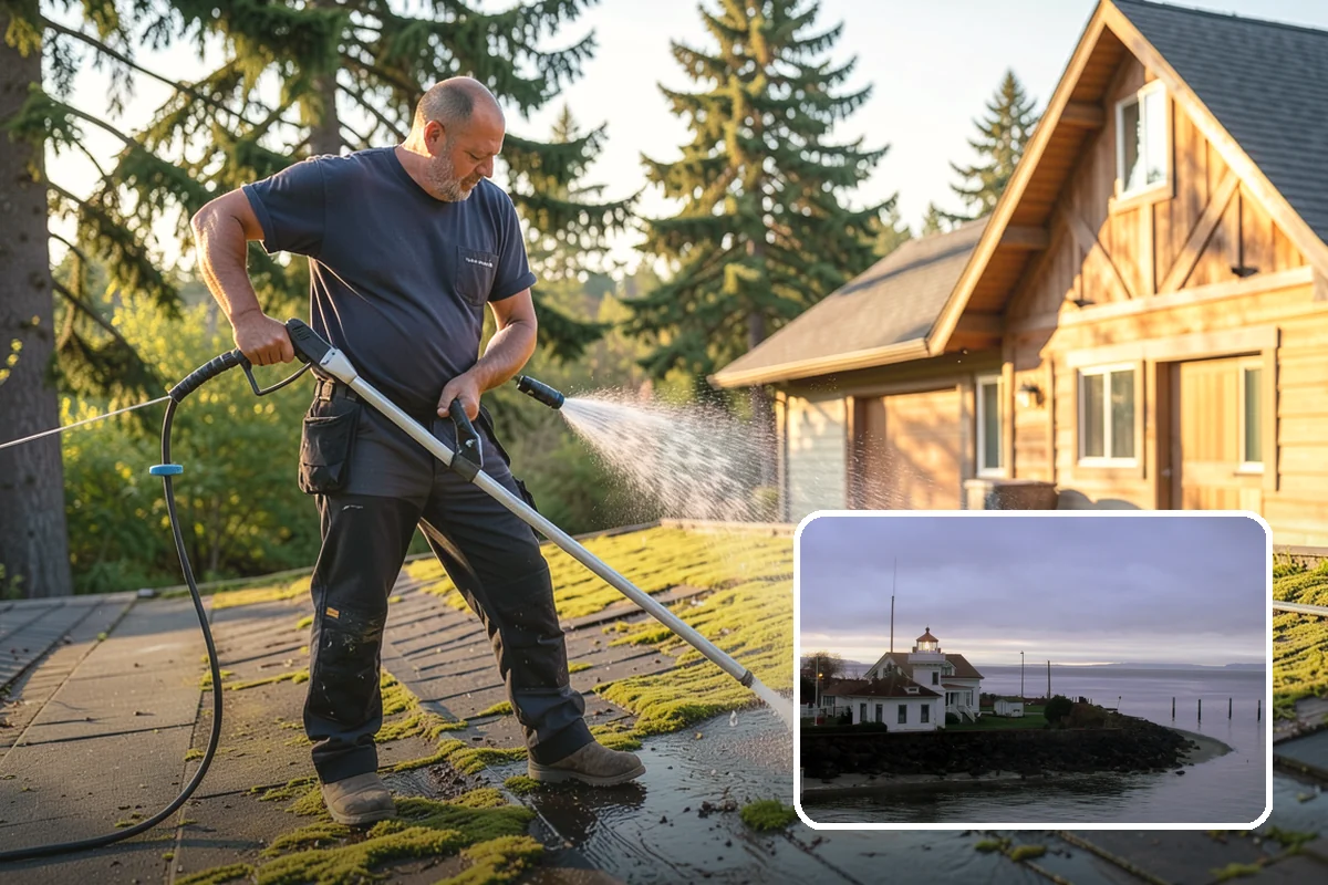 Porch Cleaning in Mukilteo, Snohomish County, WA - Removes moss and slick film from high-traffic porch floors