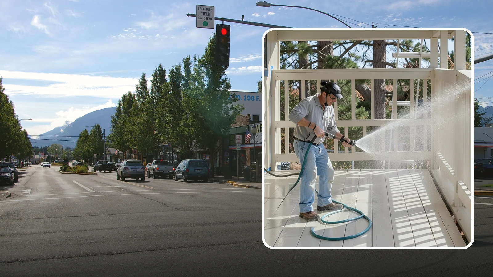 Porch Cleaning in North Bend, King County, WA - We wash porch floors, ceilings, and posts to lift the moss, mud, and pollen that dull this high-traffic entry.